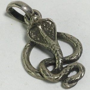 Antique Sterling Silver Cobra Pendant Charm 1 inch
